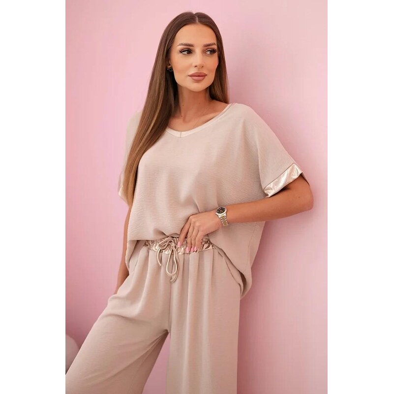 MladaModa Viskózový komplet so zlatým lemovaním model 5444-1 tmavý 62776158