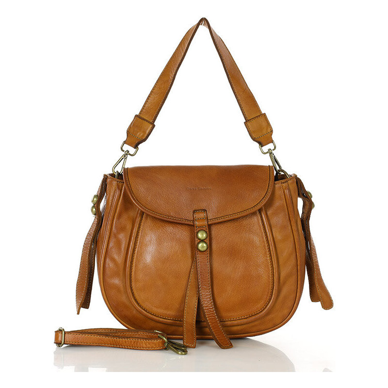 Marco Mazzini Klasická sedlová taška z prírodnej kože | camel v67b 67797233