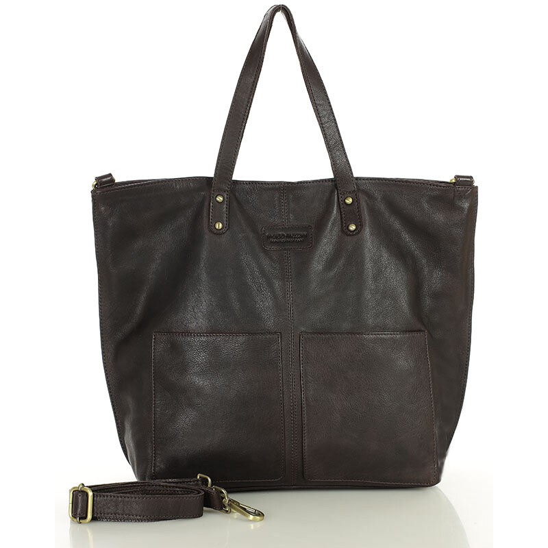 MARCO MAZZINI Veľká kožená shopper taška | tmavohnedá vs123b 63915906