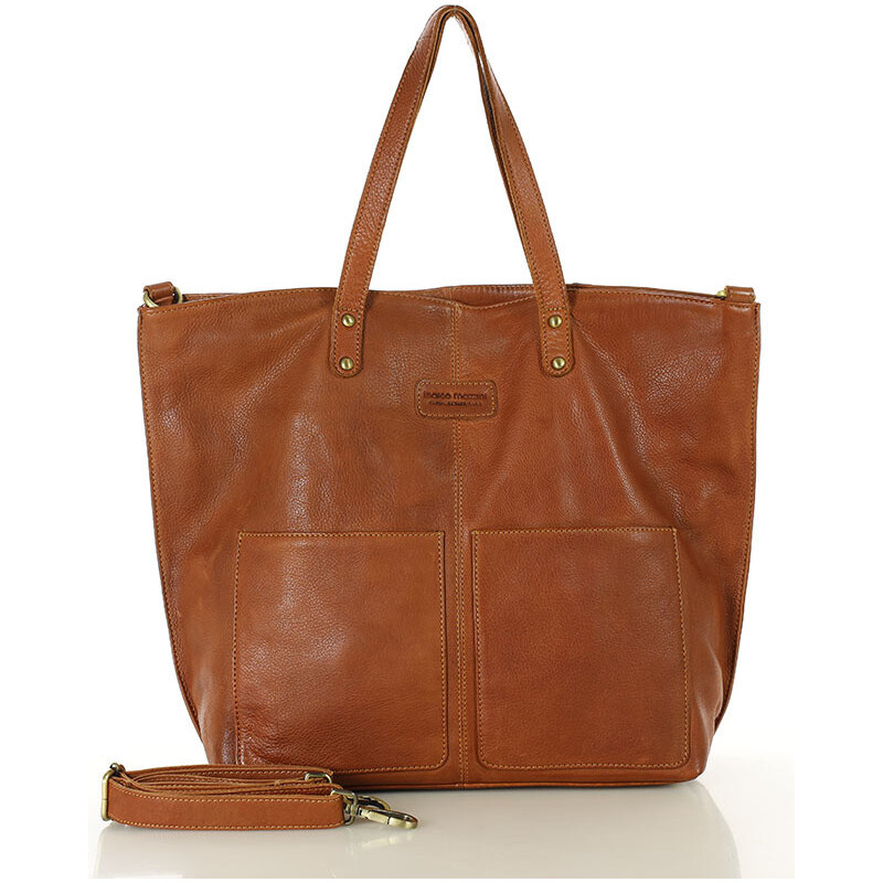 MARCO MAZZINI Veľká kožená shopper taška | hnedá camel vs123c 63915907