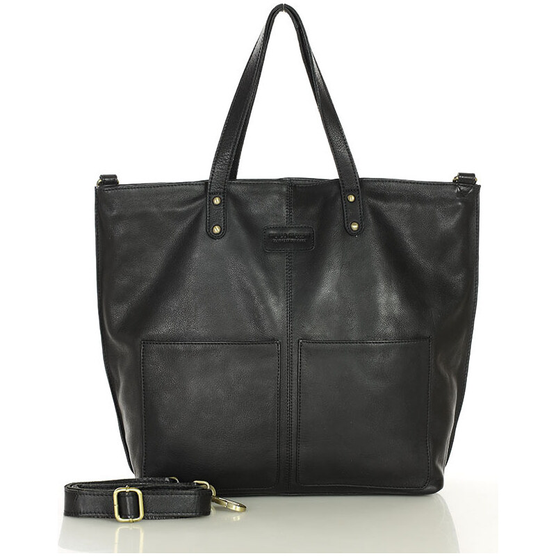 MARCO MAZZINI Veľká kožená shopper taška | čierna vs123a 63915908