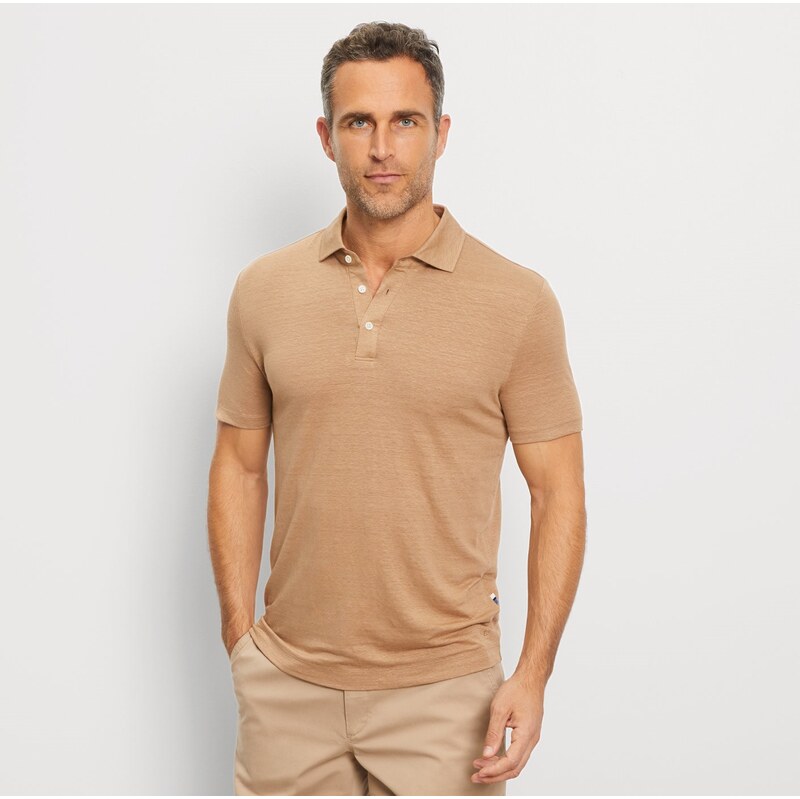 Pánska karamelová ľanová polokošeľa OLYMP 63916005