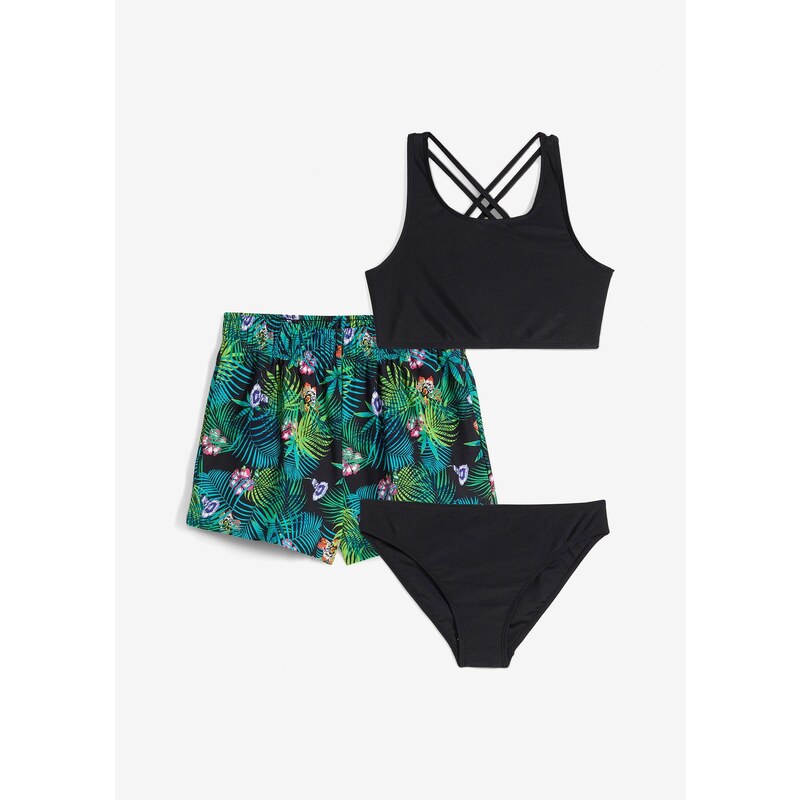 bonprix Bikiny a plavkové nohavičky (3-dielna sada), farba čierna 63894157