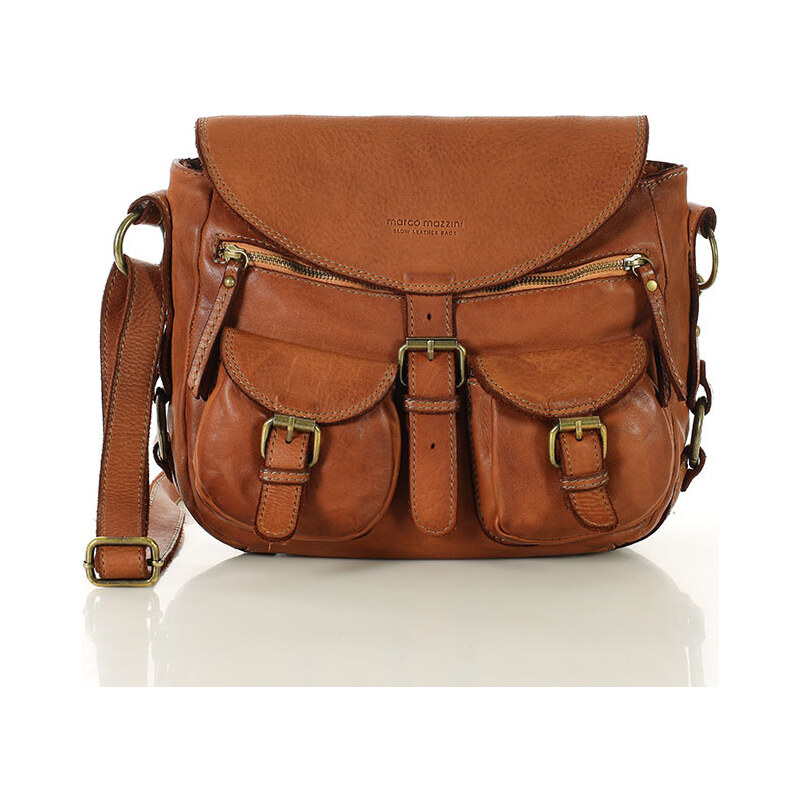 MARCO MAZZINI Dámska kožená taška - camel v149b 24642346