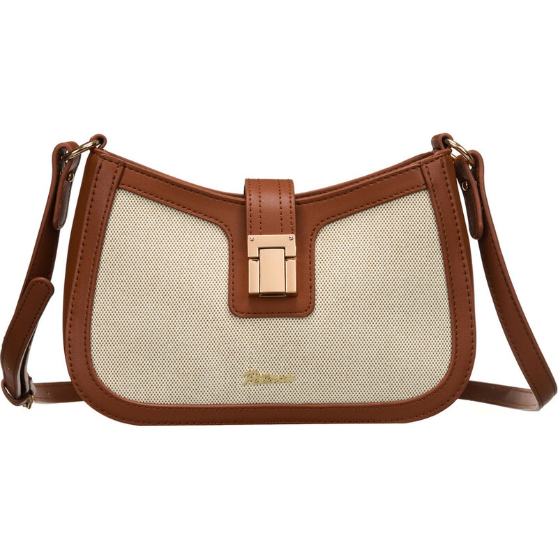 Peterson Béžovo-hnědá dámská crossbody kabelka z kůže a plátna PTN CAN 63894091
