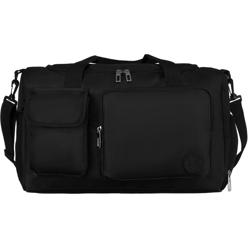 Čierna športová cestovná taška s priehradkou na obuv a ramenným 63917954