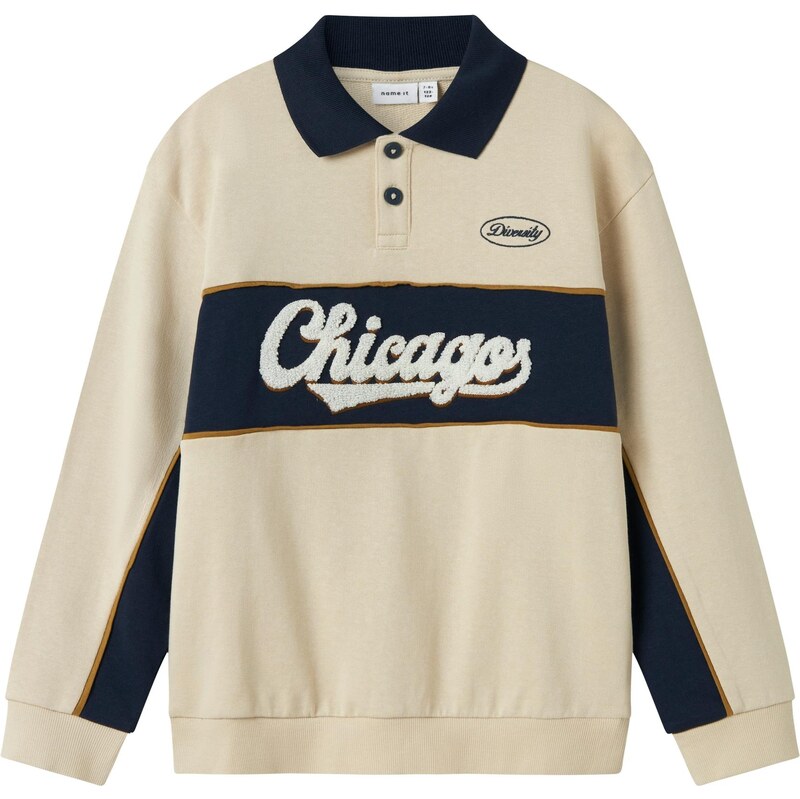 NAME IT Mikina NKMLUCAN tmavobéžová / čierna / biela 63919536