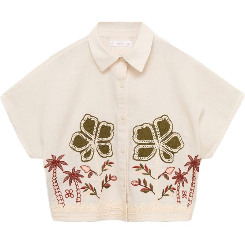 MANGO KIDS Blúzka PALMEIRA krémová / olivová / karmínovo červená 63919803