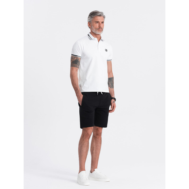 Ombre Mens knitted shorts with drawstring and pockets - black 57777453