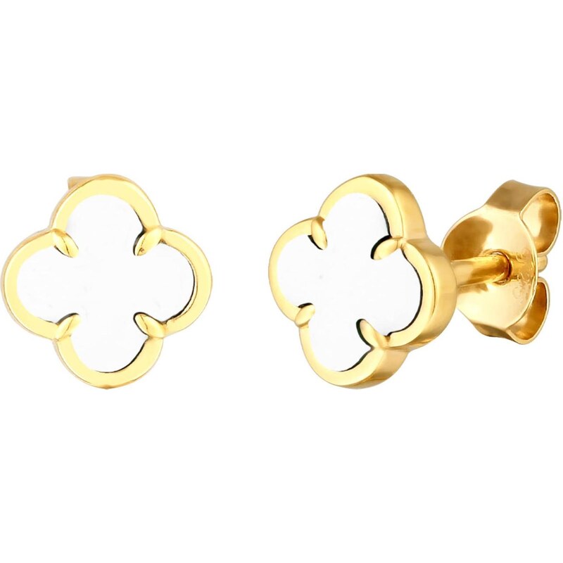 ELLI Náušnice Kleeblatt zlatá / biela 65772564