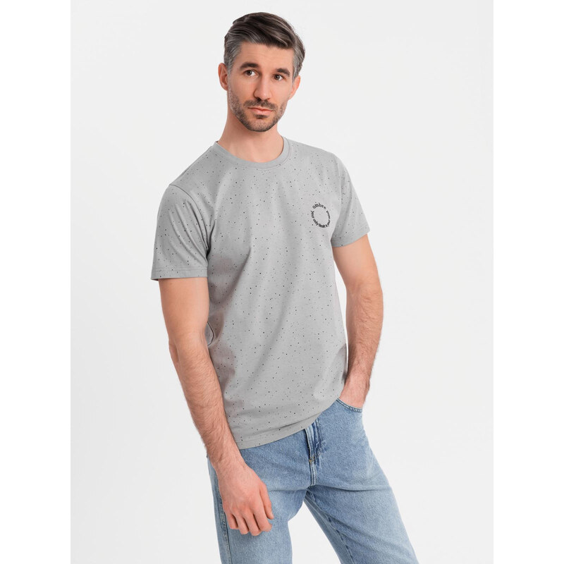 Ombre Mens printed cotton T-shirt with round neckline - light grey 64793444