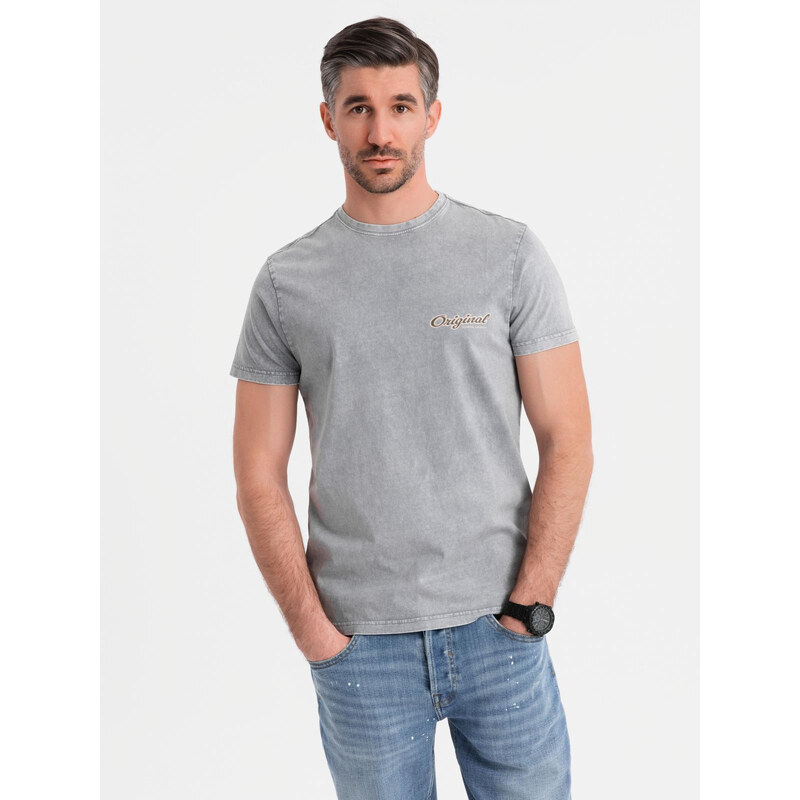 Ombre Cotton t-shirt printed on chest and back - gray 64793433