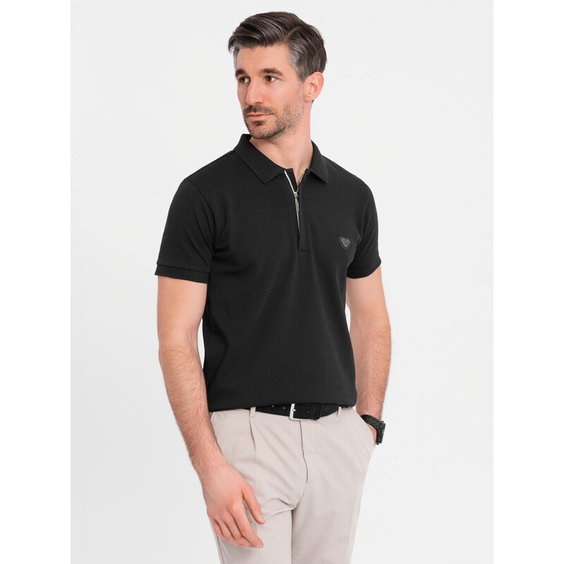 Ombre Mens polo shirt with zip neckline - black 64793446