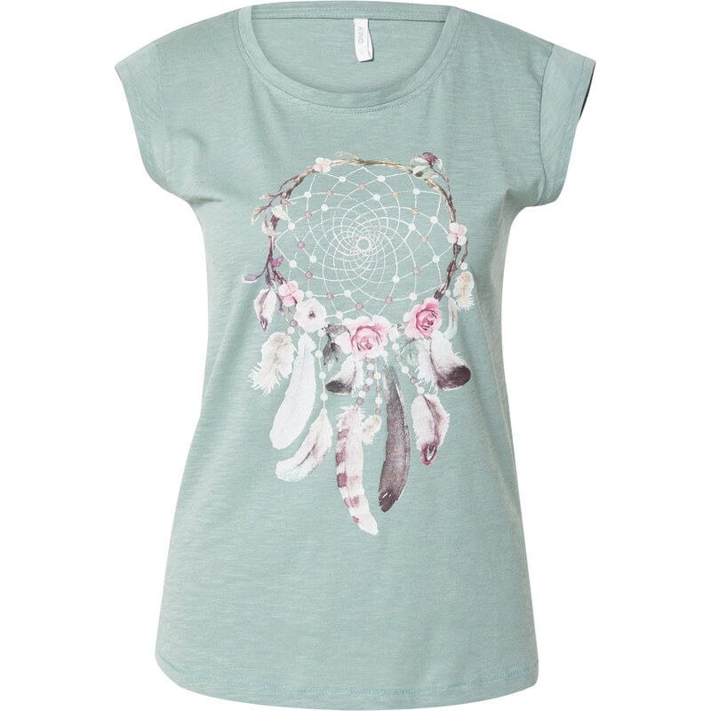 ONLY Tričko Bone tmavohnedá / nefritová / svetloružová / šedobiela 43315087