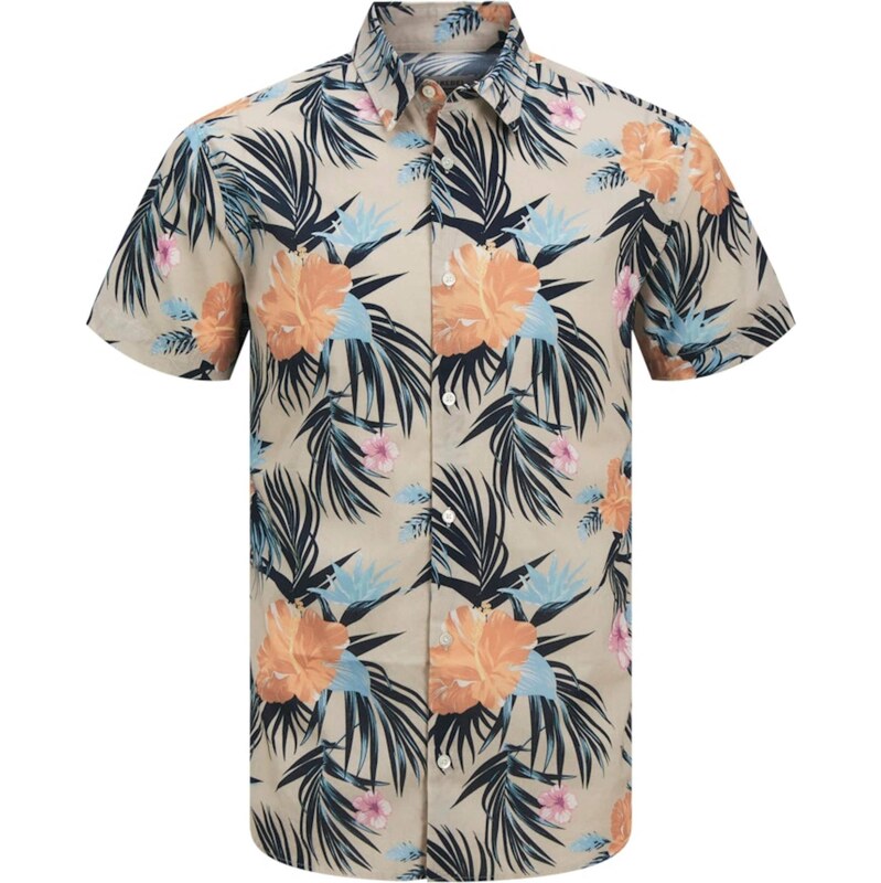 JJ Rebel Košeľa JREBBASTIAN béžová / svetlomodrá / svetlooranžová / 63939432