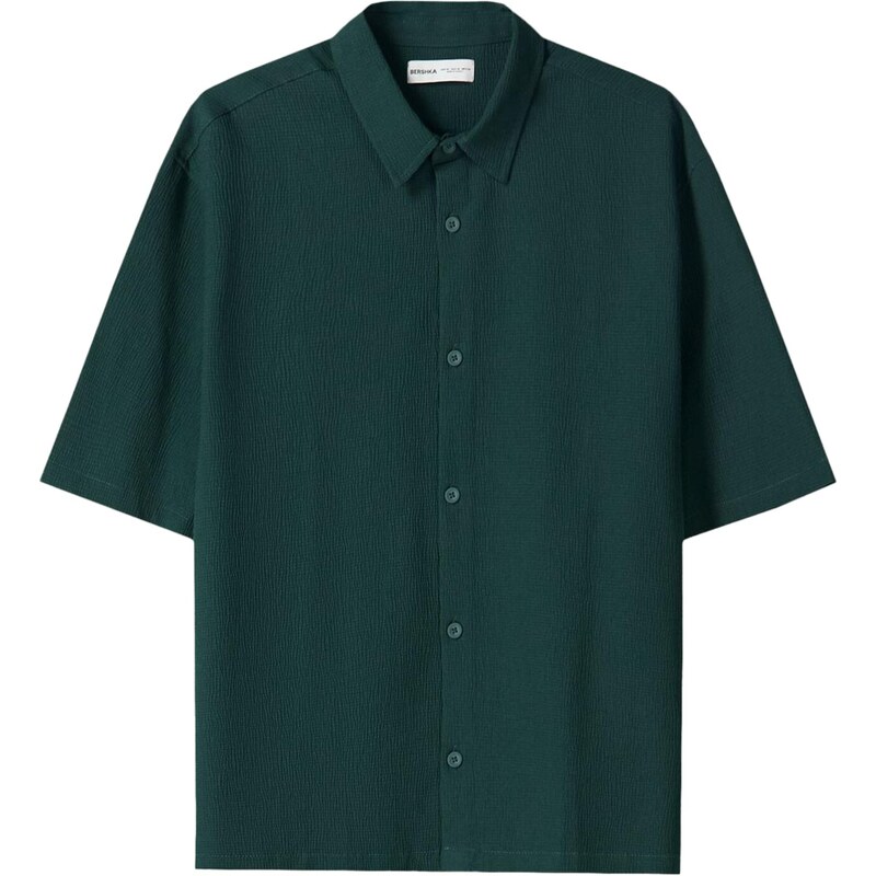 Bershka Košeľa tmavozelená 65880195