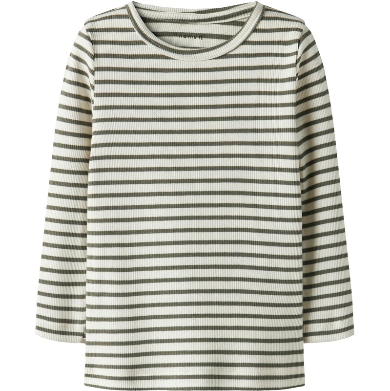 NAME IT Tričko NMNBANI olivová / biela 63956618