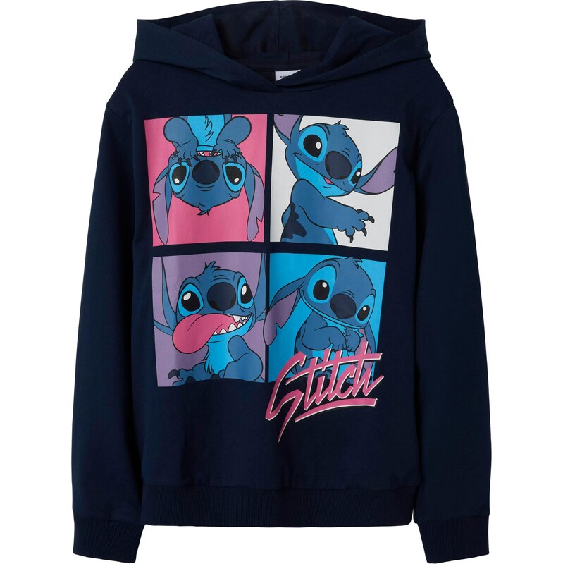 NAME IT Mikina NKFInga Stitch modrá / námornícka modrá / ružová / 64017924