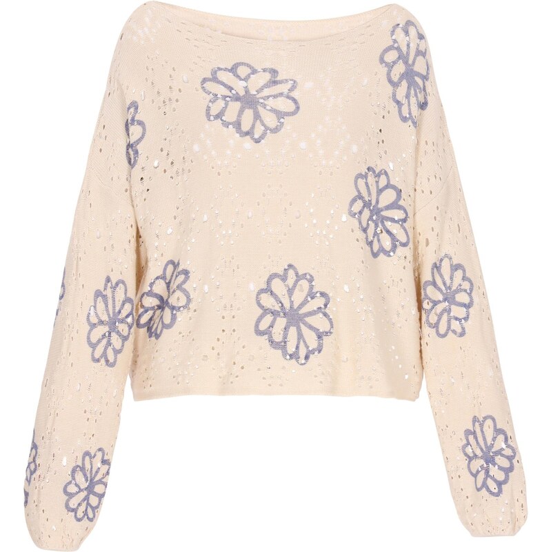 MYMO Sveter Comfy béžová / enciánová 65874905