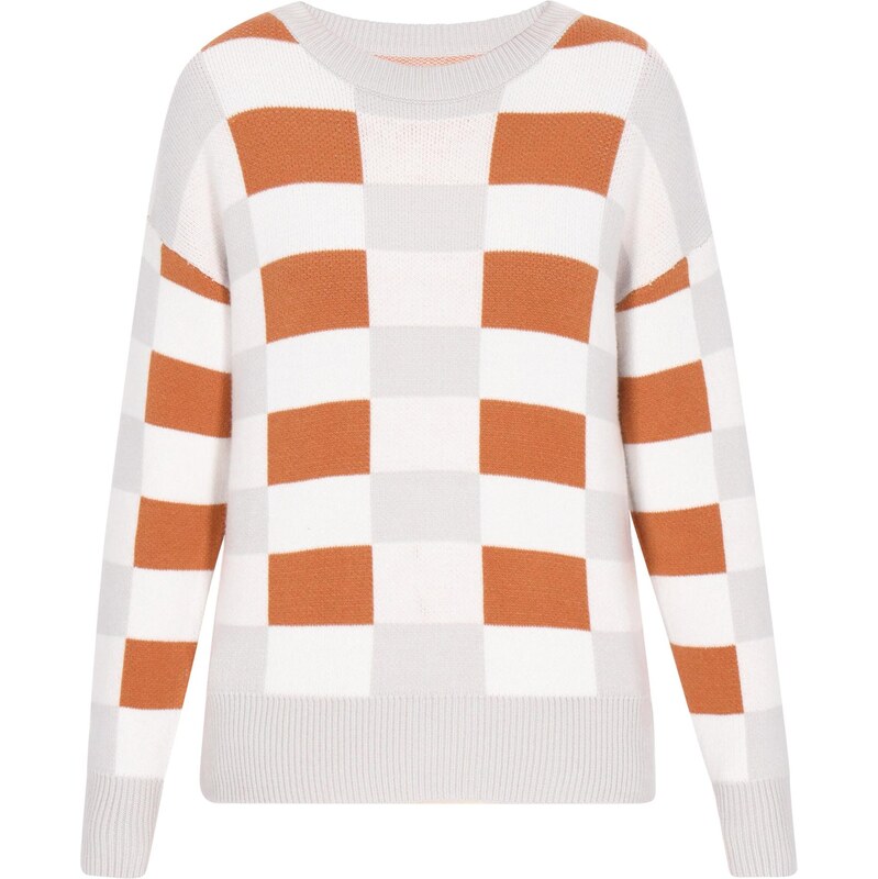 MYMO Sveter Back To School koňaková / svetlosivá / biela 65874836