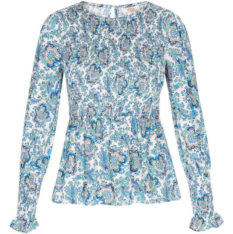 usha FESTIVAL Blúzka modrá / pastelovo žltá / čierna / biela 65648734