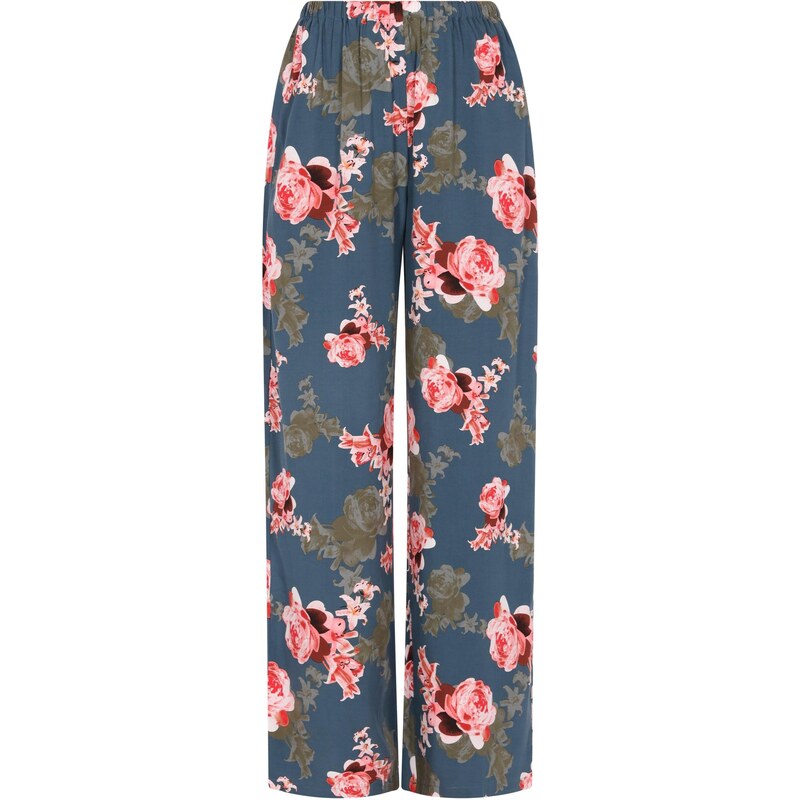 Usha Nohavice Fashion Look modrá / tmavozelená / svetloružová / 65876111