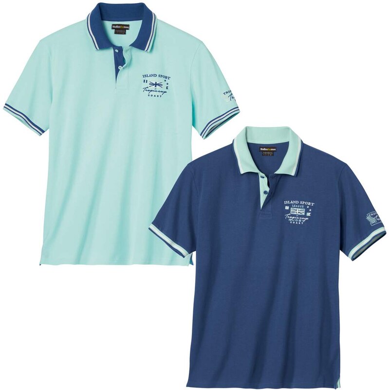 Sada 2 polokošieľ z piké úpletu Islands Sailing Atlas For Men Modrá 50850360