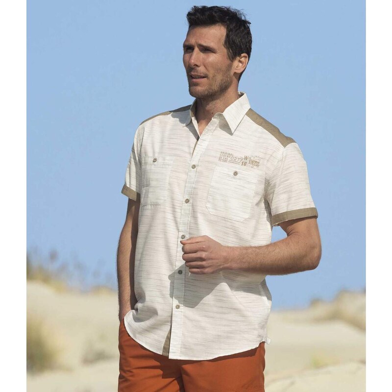 Melírovaná popelínová košeľa Desert Atlas For Men Béžová 49154209
