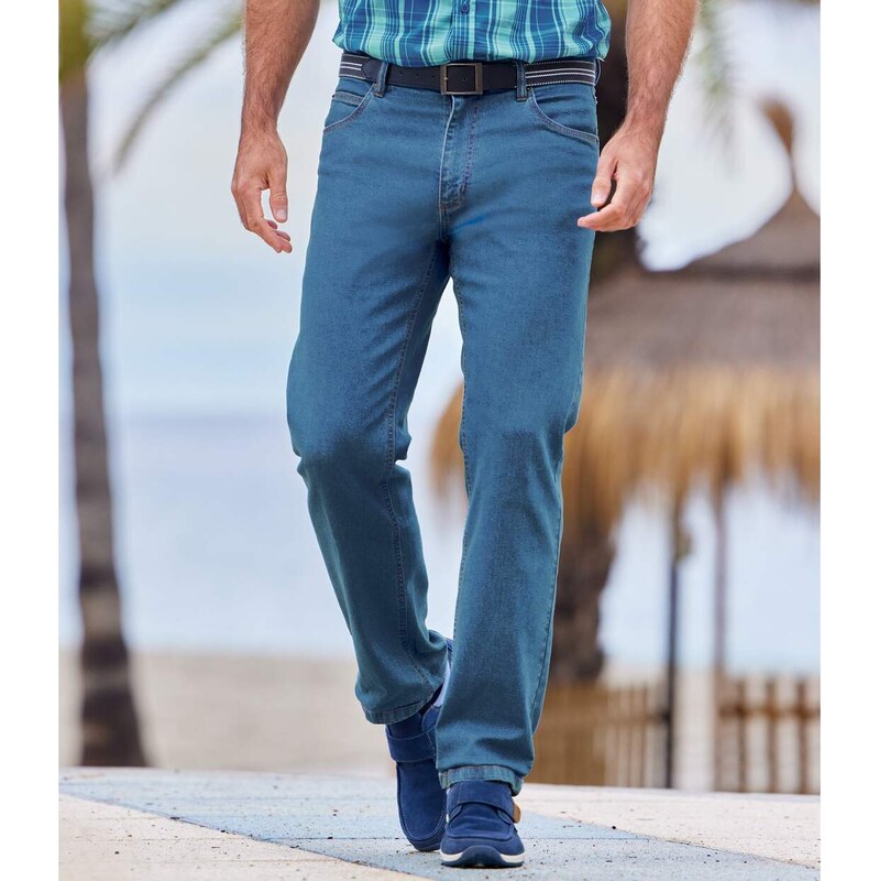 Modré strečové rifle Regular Atlas For Men Modrá 50797147