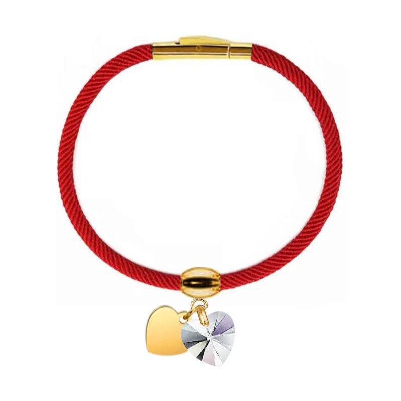 SWAROVSKI Elements Swarovski e. červený náramok so srdiečkami, 63969481