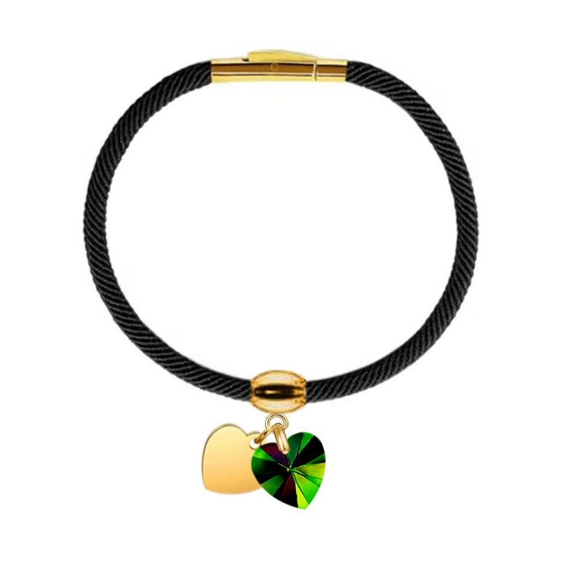 SWAROVSKI Elements Swarovski e. čierny náramok so srdiečkami, 63969483