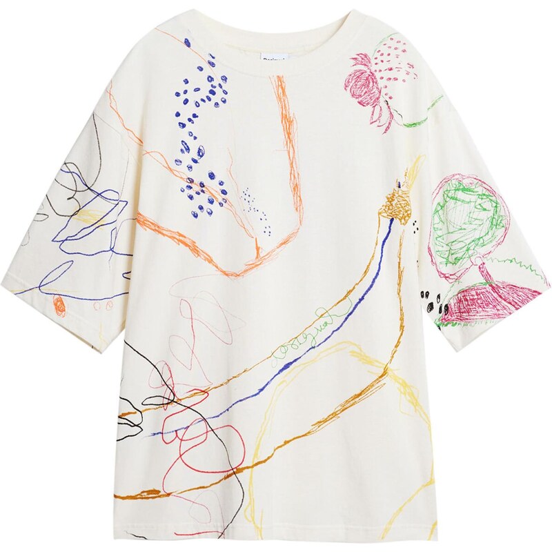 Desigual Tričko tmavomodrá / svetlozelená / staroružová / prírodná 63973784