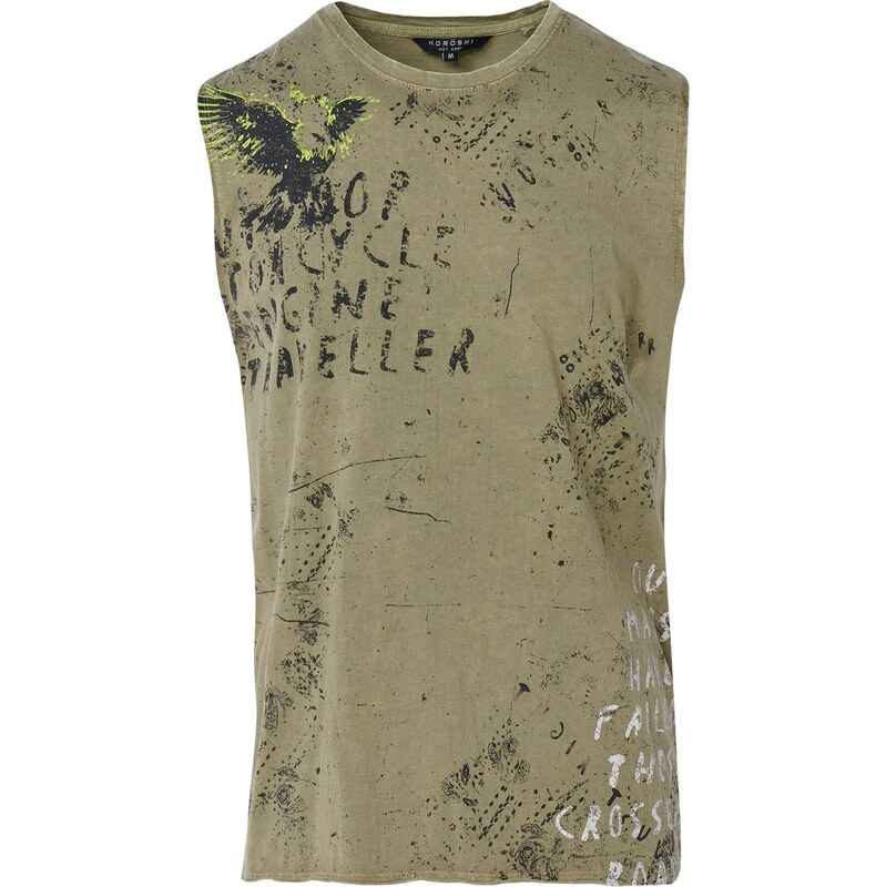 KOROSHI Tričko kaki / jablková / jedľová / biela 64465533