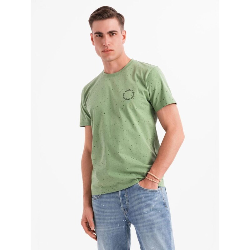 Ombre Clothing Módne zelené pánske tričko s potlačou V4 TSFP-0186 63979805