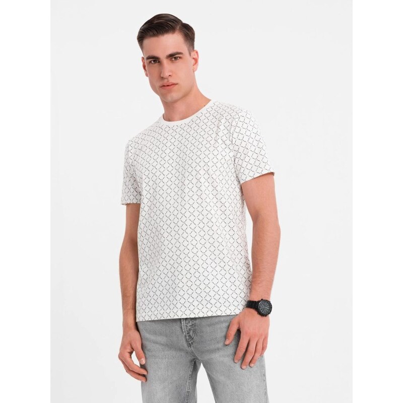 Ombre Clothing Pánske biele tričko s trendy potlačou V3 TSFP-0250 63979810