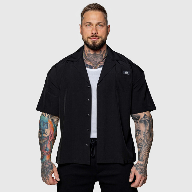 Oversized košeľa Iron Aesthetics Cuban, čierna 63981691