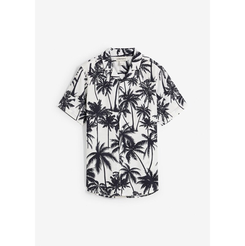 bonprix Košeľa s krátkym rukávom z jemnej viskózy, farba čierna 63980077