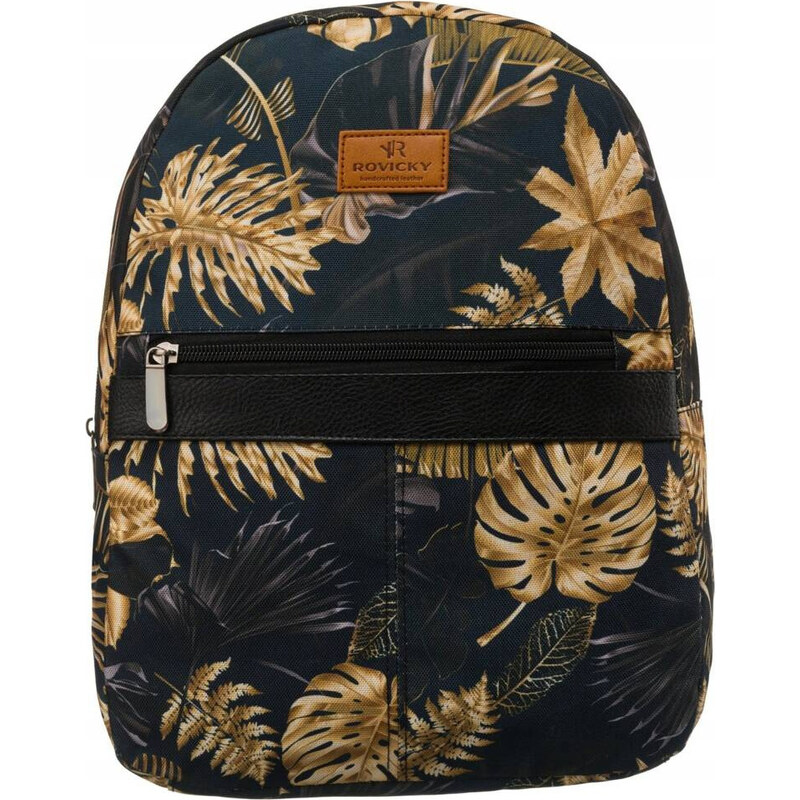 Tmavomodrý mestský batoh so vzorom zlatých listov Rovicky R-PL15601 63983553