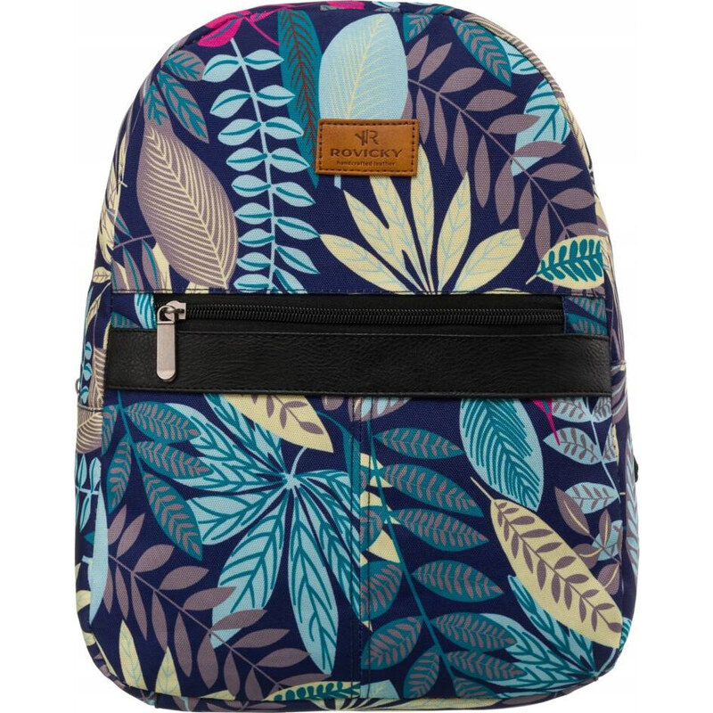 Rovicky Modrý dámsky mestský batoh s listami R-PL15601 63983552