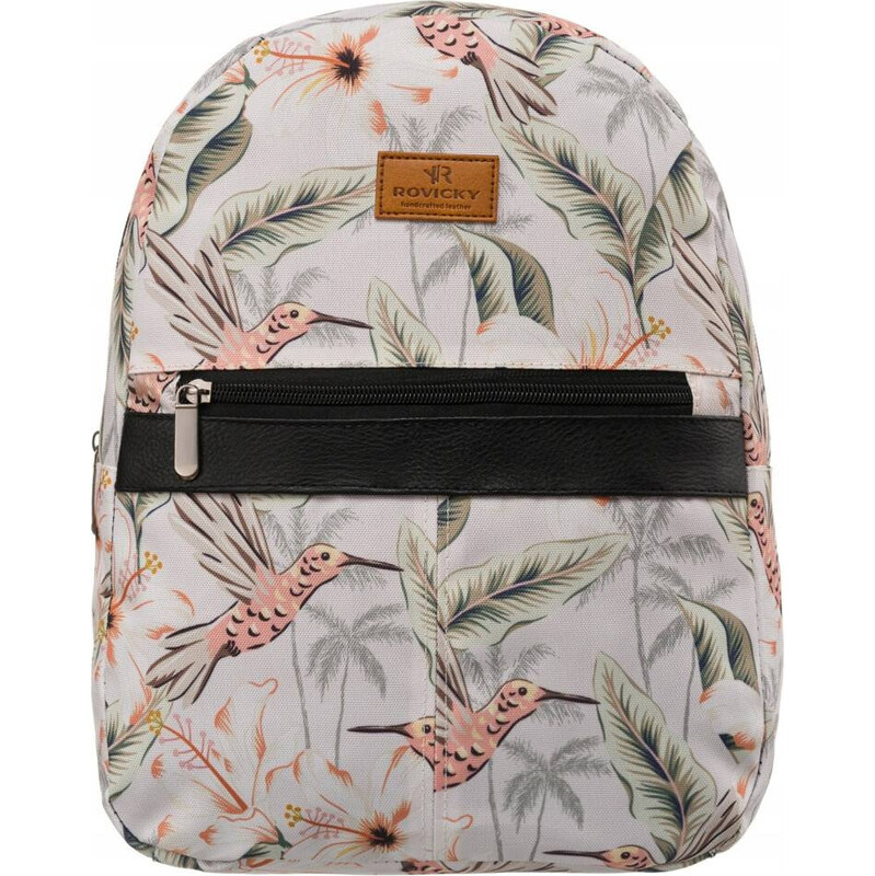 Mestský batoh so vzorom vtáčikov a listov Rovicky R-PL15601 63983554