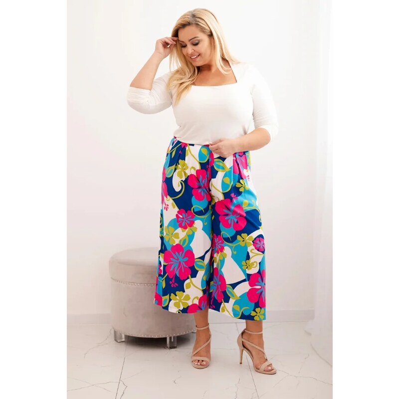 Kesi Nohavice Plus Size MY311 z viskózy s kvetinovým vzorom 64239353