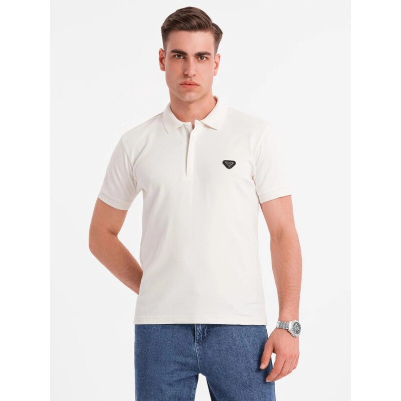 Ombre Clothing Pánska biela polokošeľa na zips V1 POSS-0148 64001580