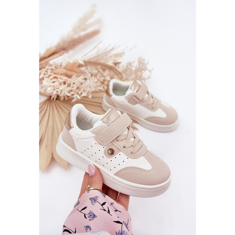 Boto Športové Topánky Sneakers Dievčenské Na Suchý Zips Béžové Zarina 64695720
