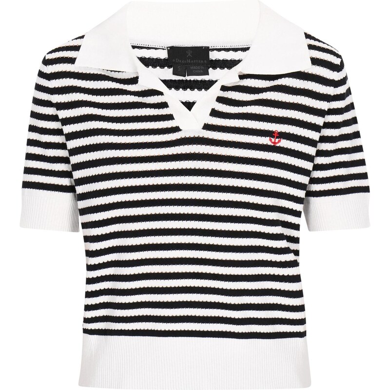 DreiMaster Klassik Sveter Classic Look čierna / šedobiela 65876050