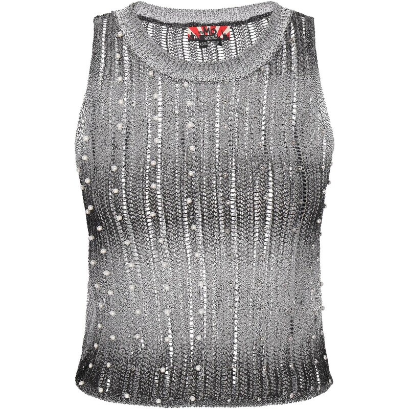 myMo ROCKS Vyšívaný top striebornosivá / čierna 66007784