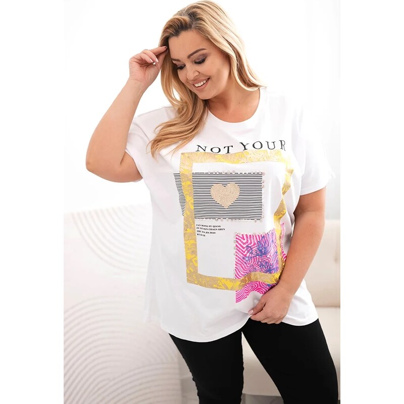 Blúzka Plus Size 1275 so zlatým nápisom 65532202