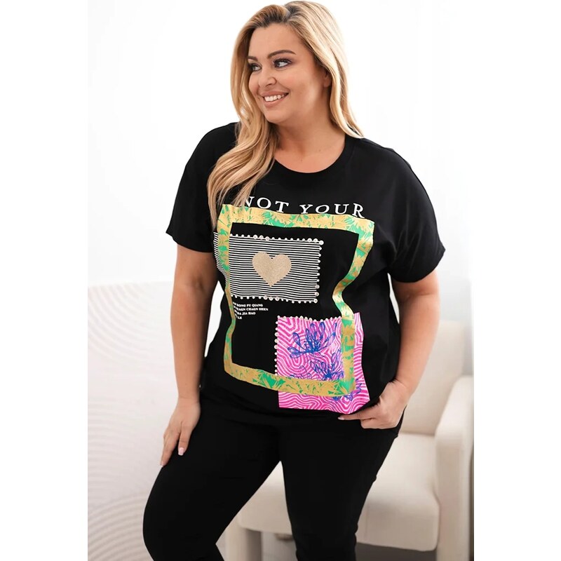 Blúzka Plus Size 1275 so zlatým nápisom 65117914