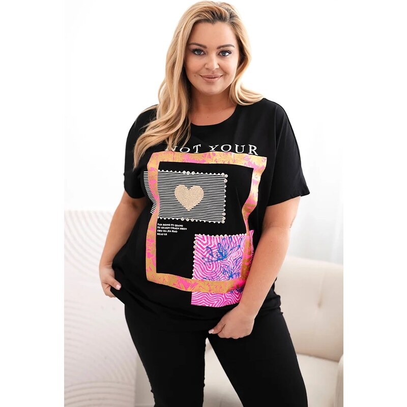 Blúzka Plus Size 1275 so zlatým nápisom 63896732