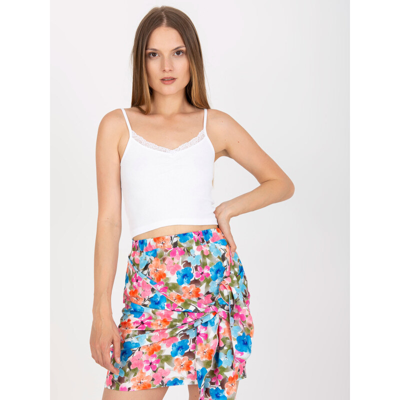 RUE PARIS Biely crop top s čipkou RV-TP-7988.09-white 57950468