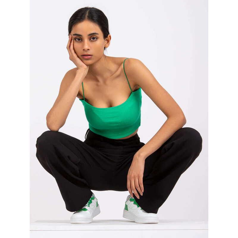 RUE PARIS Zelený krátky top na tenké ramienka Aria -RV-TP-7535.11 57949341